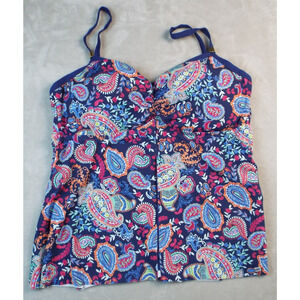 24th OCEAN Top Womens 18W Blue Multicolor Underwire Pool Beach Swimming NWOT